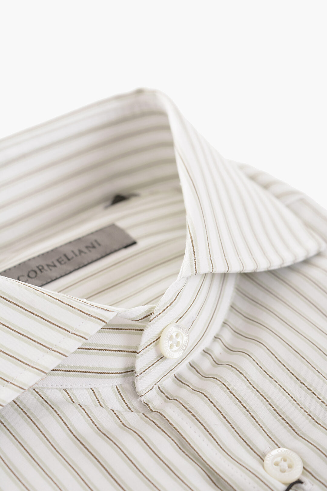 Corneliani 2850~Striped Cotton Shirt with French Collar, view 2