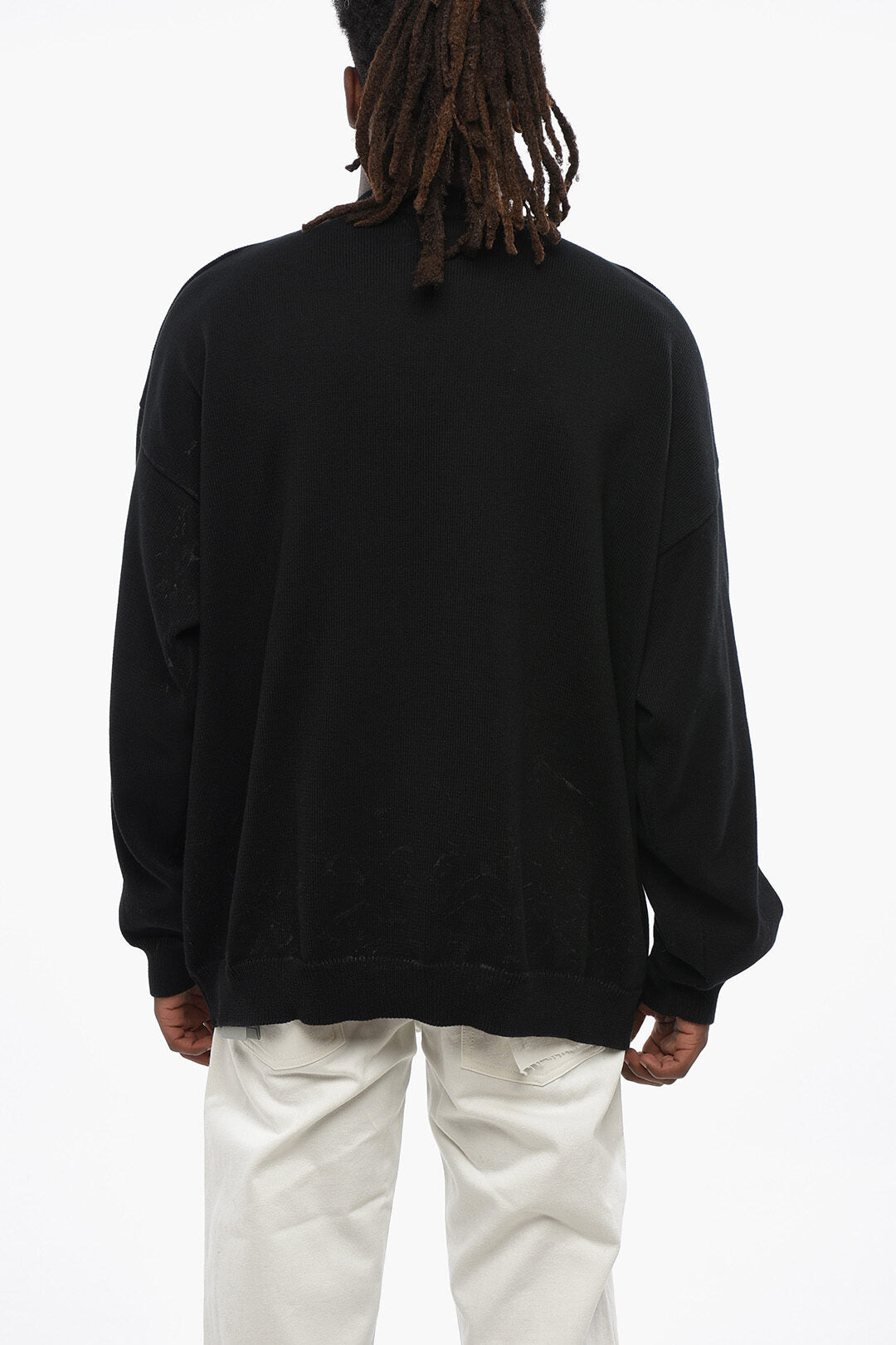 Balenciaga 3500~Cotton-Blend Crewneck Sweater UNISEX with Contrasting Logo, view 2