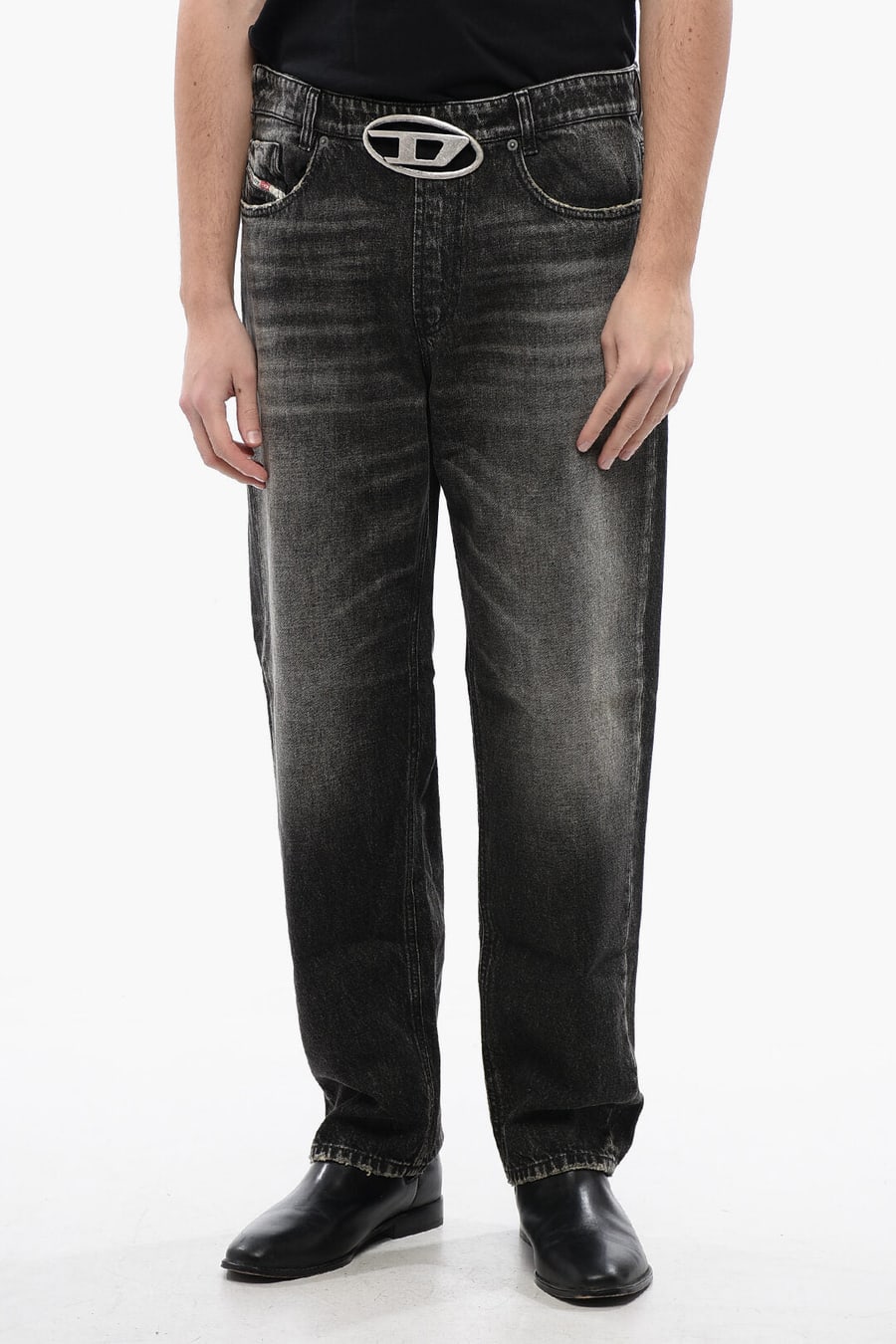 Diesel 3500~Jeans Loose Fit 2010 D-MACS-S2 Dark Wash with Cut-Out Logo Detail 21cm