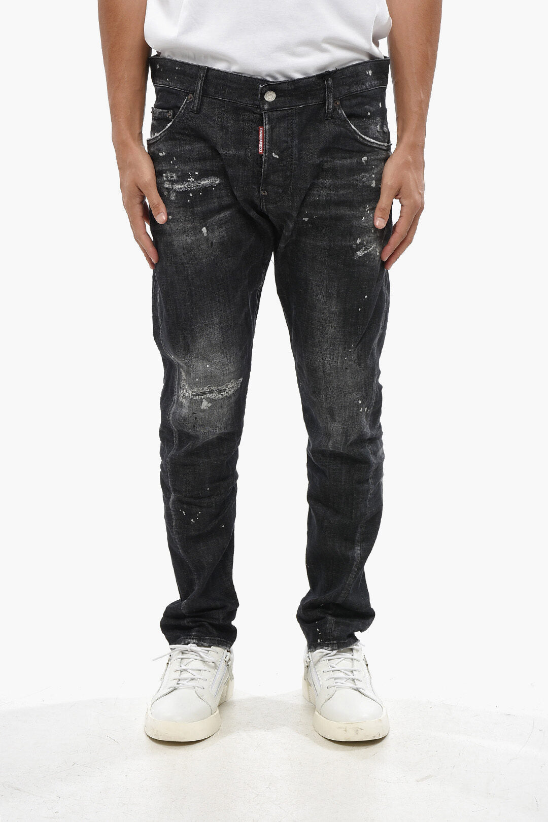 Dsquared2 3500~Stretch Denim Jeans SEXY TWIST with Paint-Effect Details 17cm