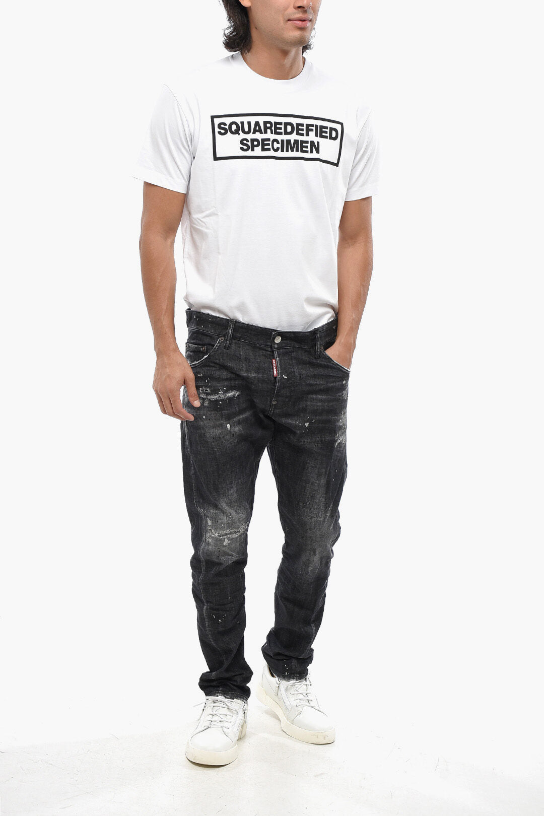 Dsquared2 3500~Stretch Denim Jeans SEXY TWIST with Paint-Effect Details 17cm, view 2