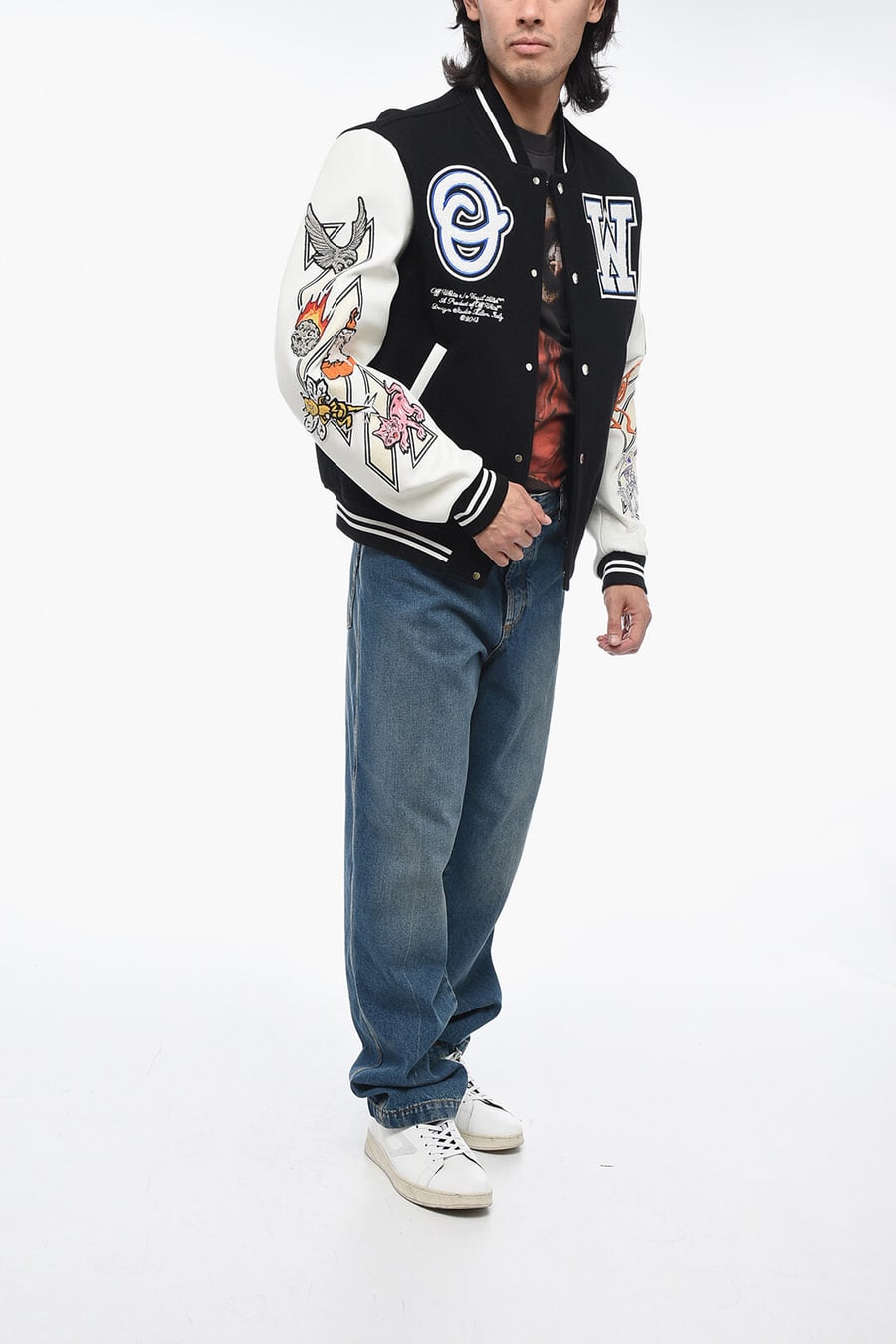 Off-White 3500~Varsity Bomber CHICAGO BULLS with patchwork, view 4