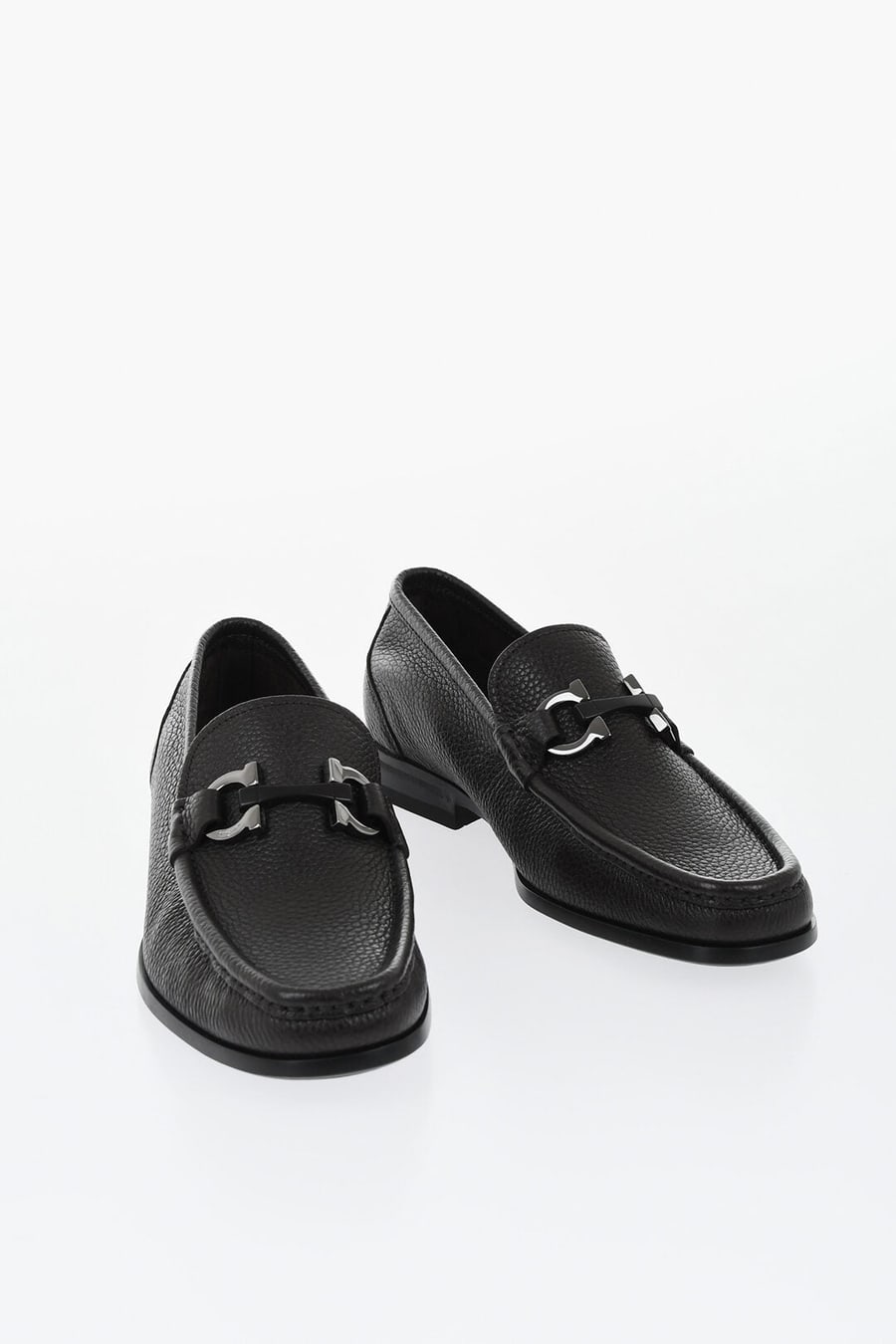 Ferragamo 0405~Hammered Leather Loafers GRANDIOSO with Front Bit