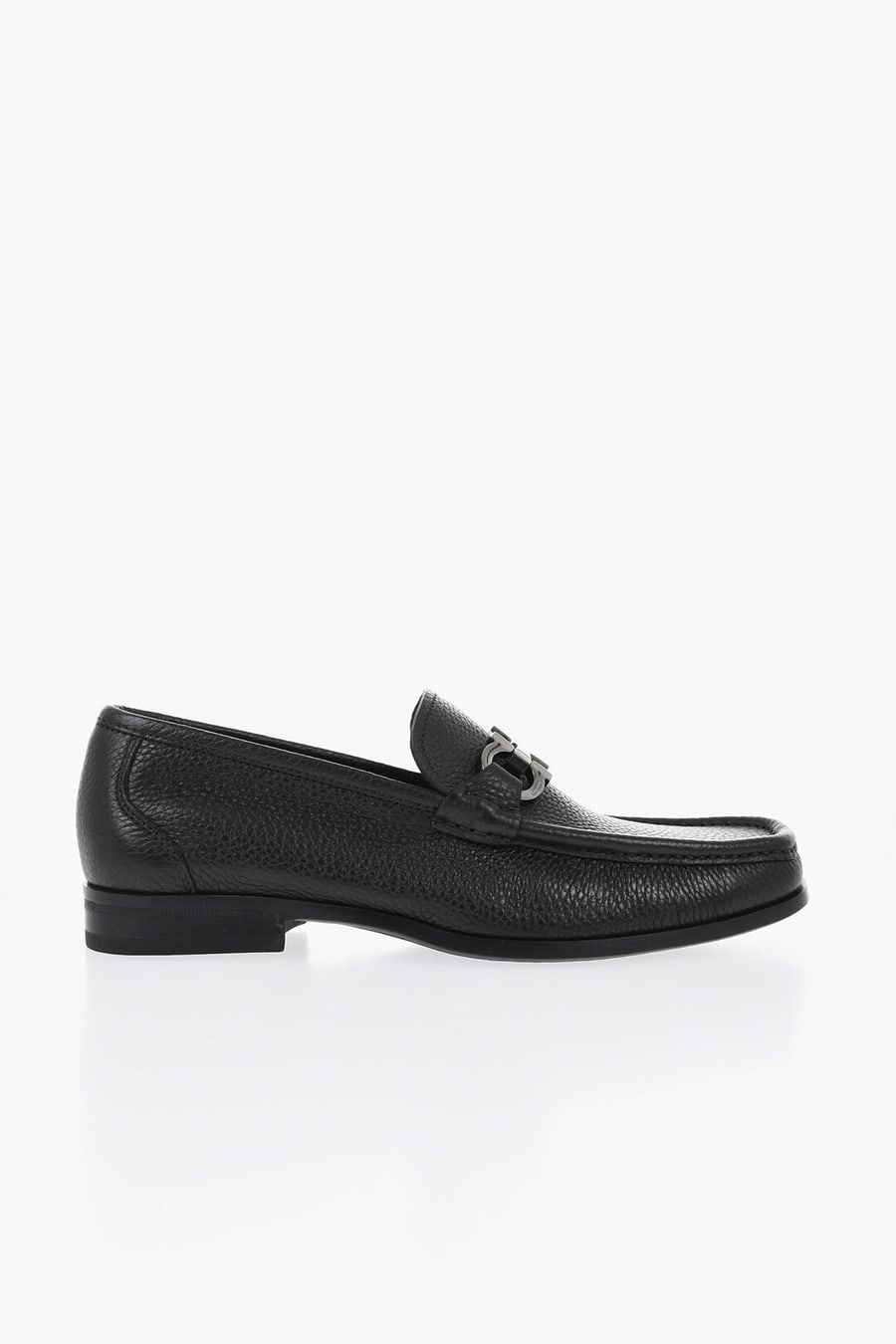 Ferragamo 0405~Hammered Leather Loafers GRANDIOSO with Front Bit, view 3