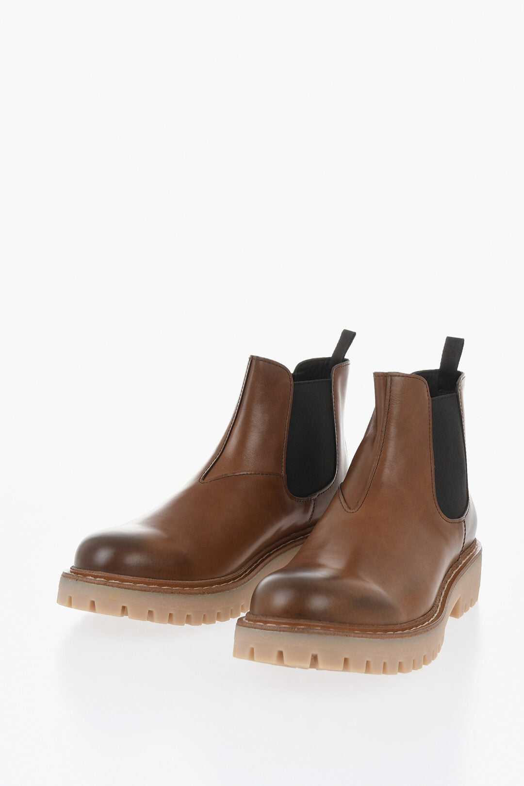 Prada 0405~Leather Chelsea Boots With Lug Sole