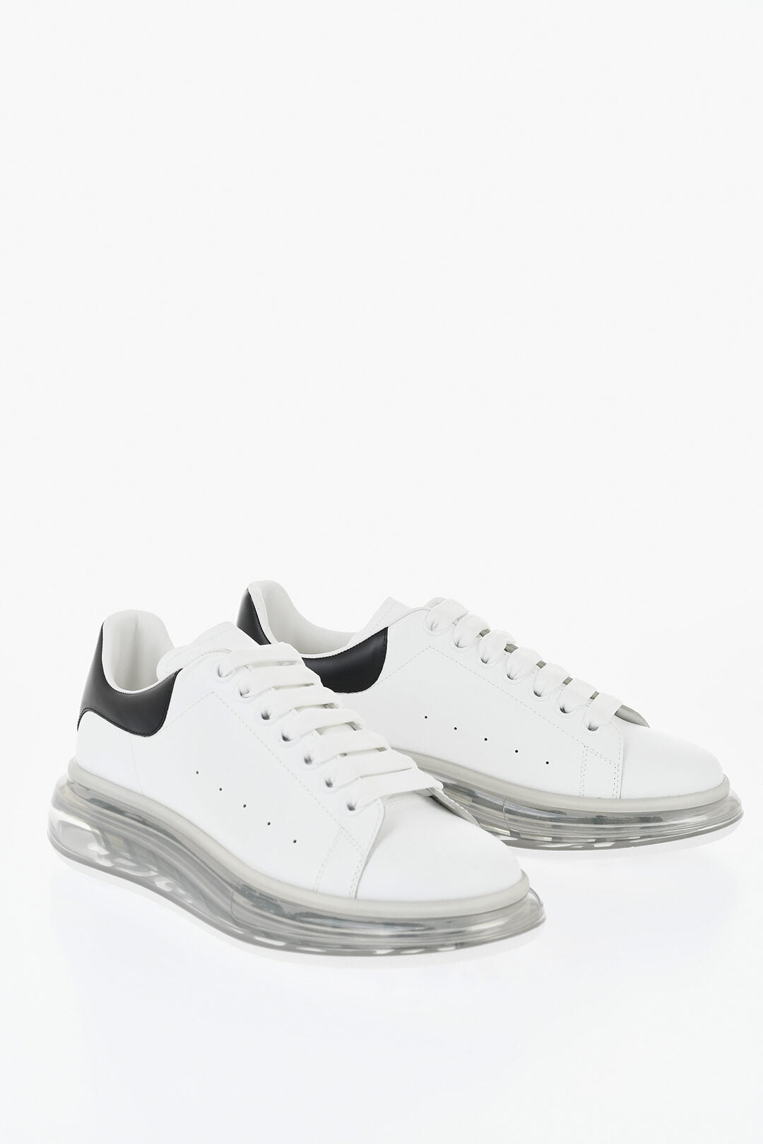 Alexander McQueen 0405~Leather Low-Top Sneakers LARRY With Oversize Transparent Sole