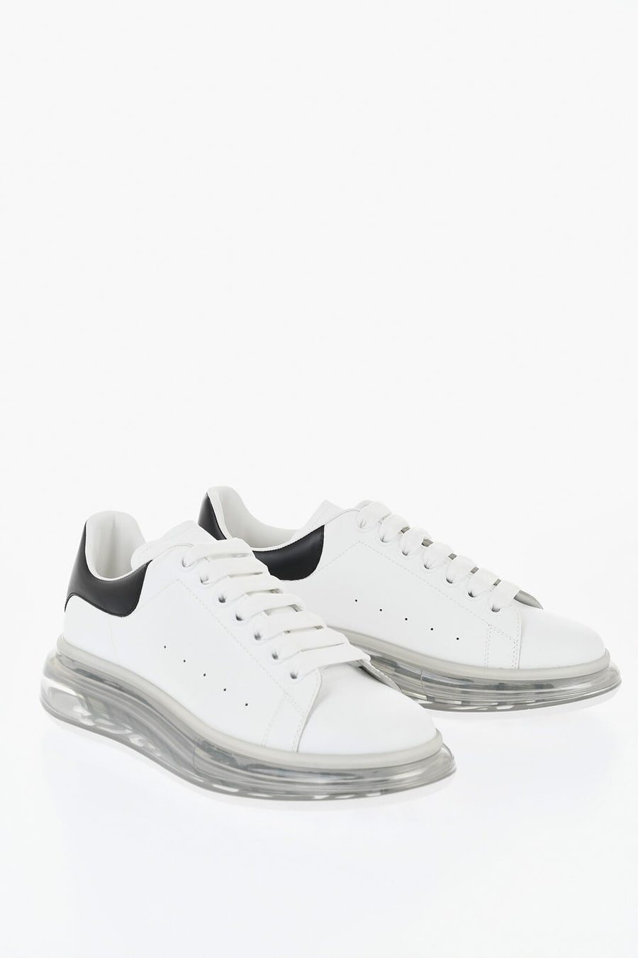 Alexander McQueen 0405~Leather Low-Top Sneakers LARRY With Oversize Transparent Sole