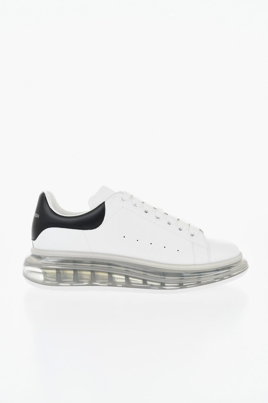 Alexander McQueen 0405~Leather Low-Top Sneakers LARRY With Oversize Transparent Sole, view 2