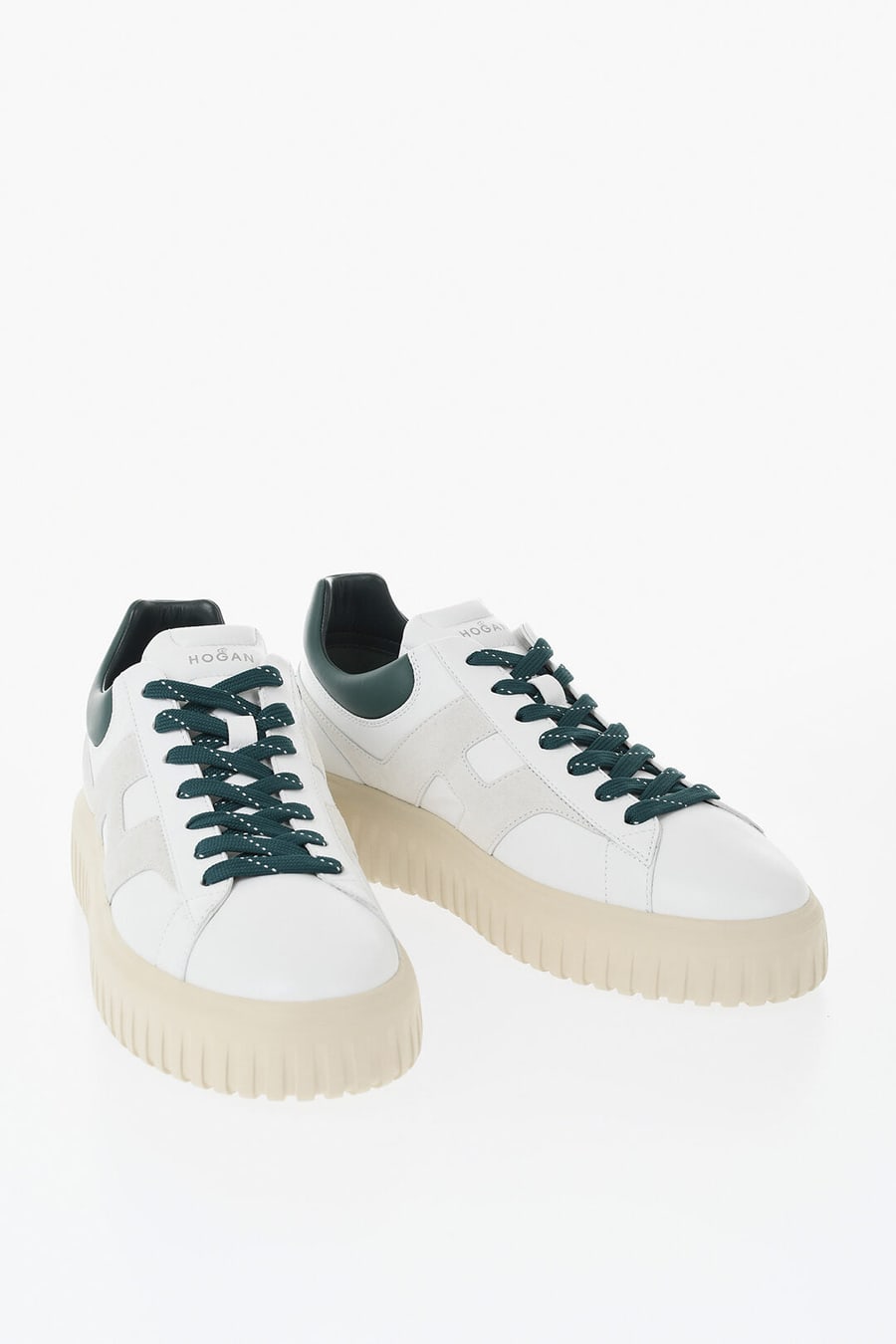 Hogan 0405~Leather Low-Top Sneakers with Suede Monogram