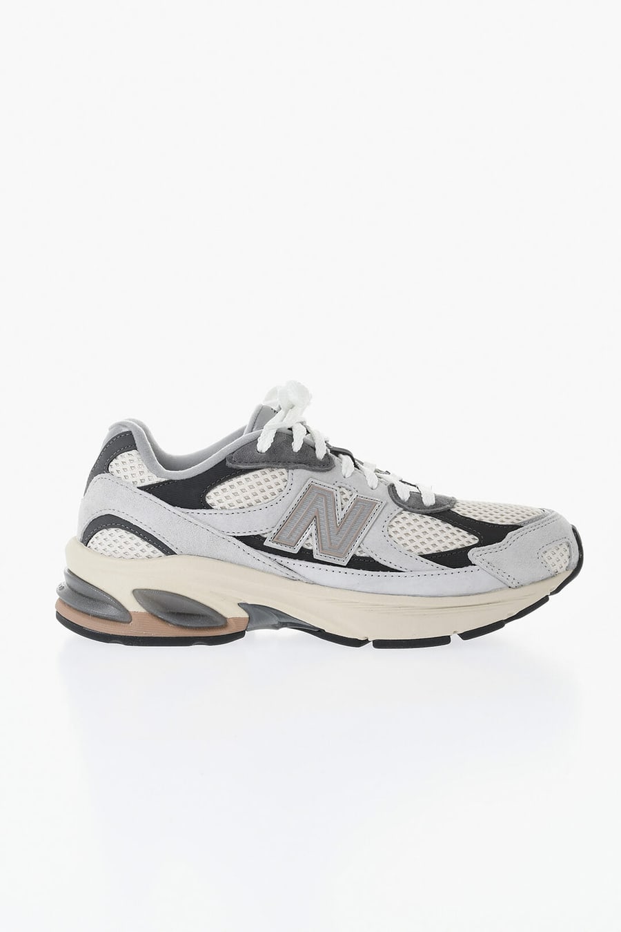 New Balance 0470~Low-Top Color-Block Suede and Mesh Sneakers, view 3