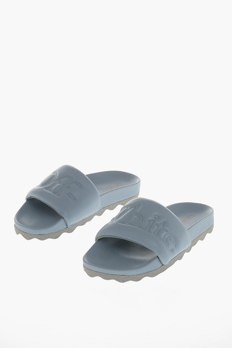 Off-White 0470~Padded Leather Slides with Monogram