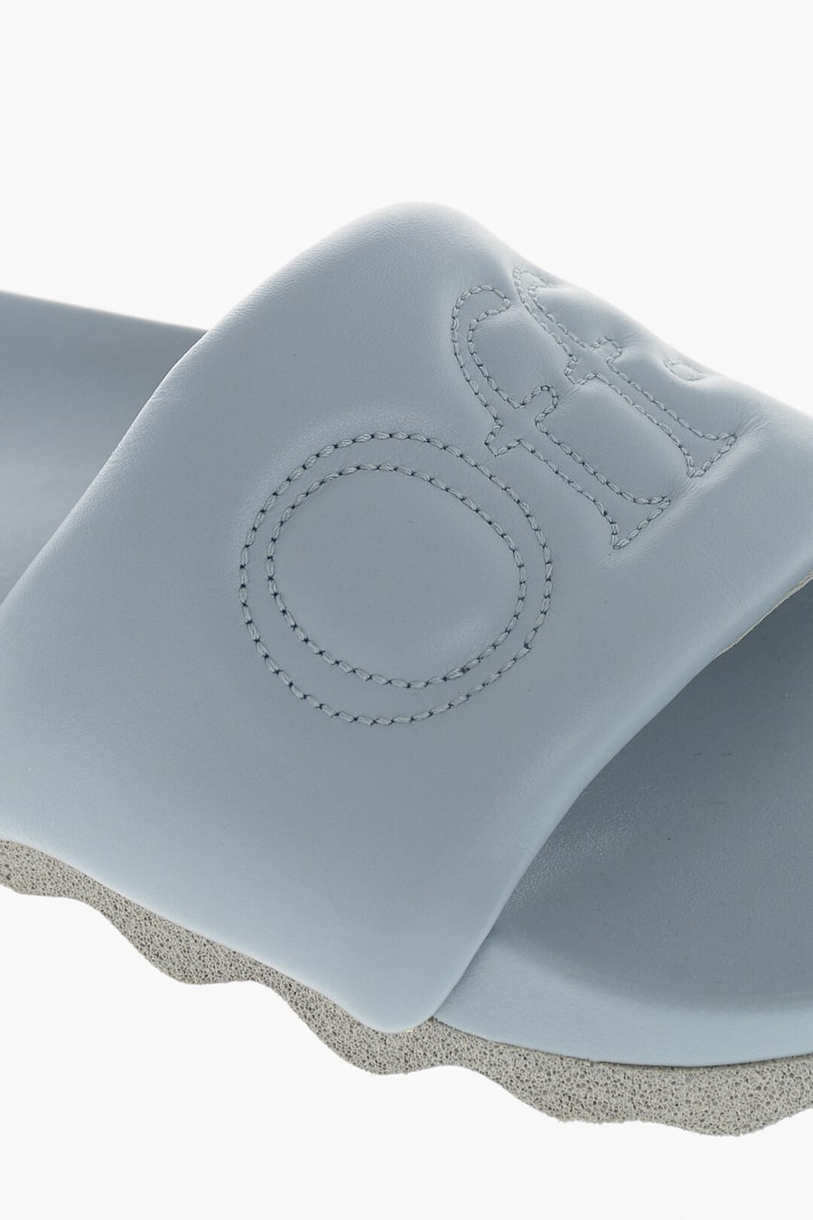 Off-White 0470~Padded Leather Slides with Monogram, view 4