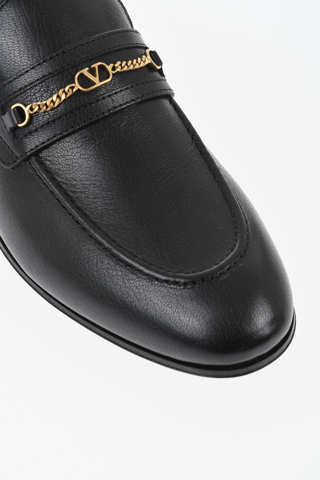 Valentino 1500~GARAVANI Leather Loafers With Gold Detail