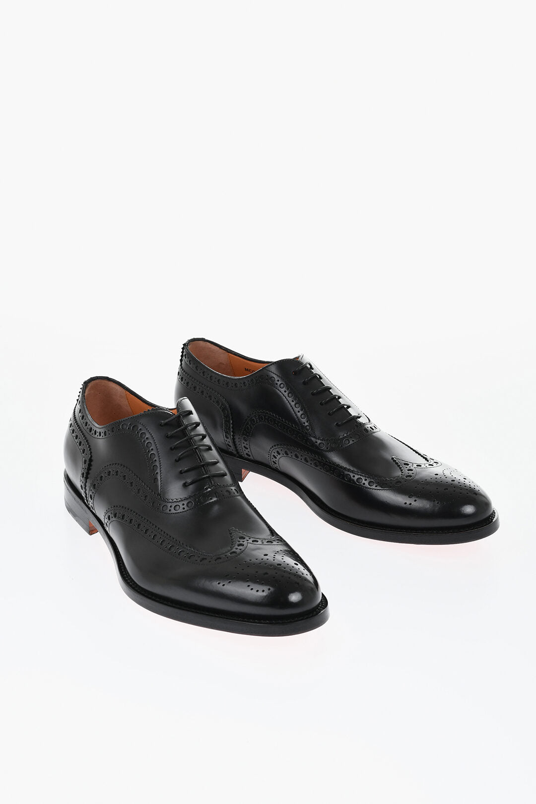 Santoni 1500~Leather Derby Brogue Shoes with Leather Sole