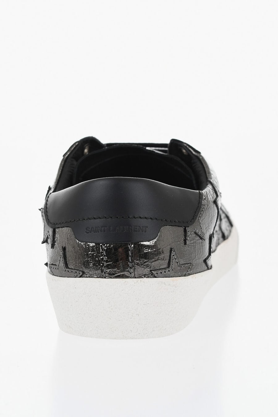 Saint Laurent 1500~Low Metallic Leather Sneakers With Crackle Effect And Applied Stars, view 2