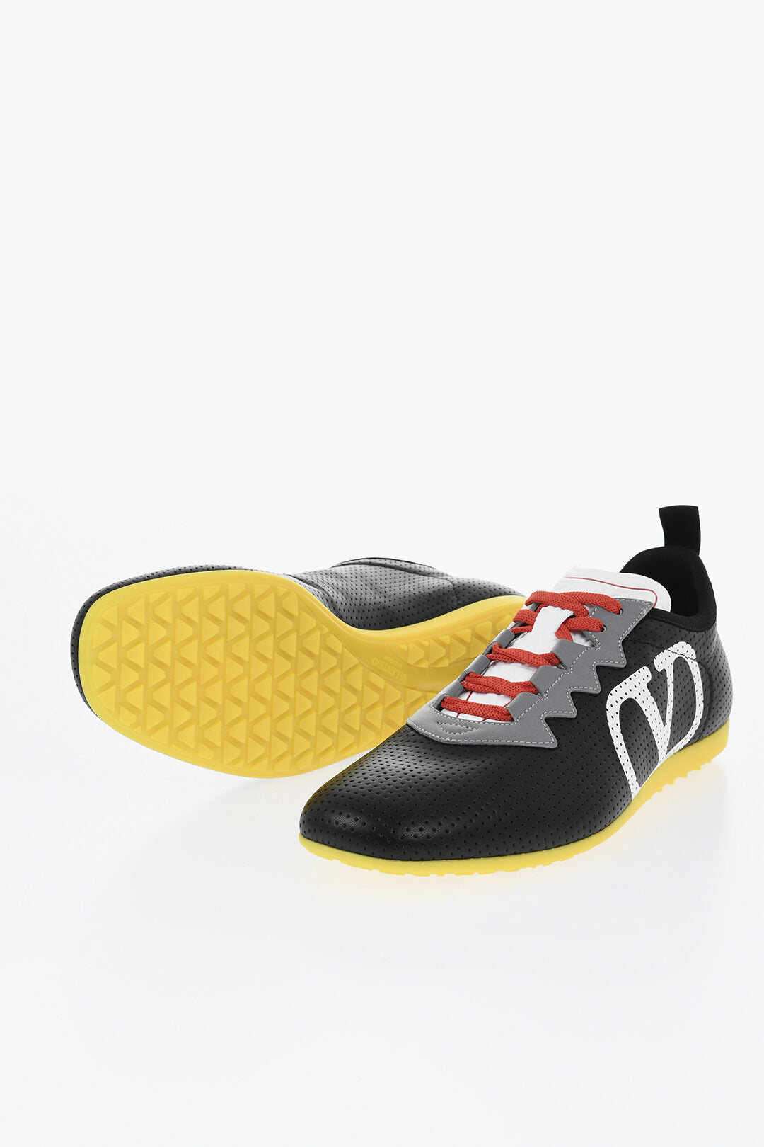 Valentino 1500~Perforated Leather Sneakers with Contrast Logo