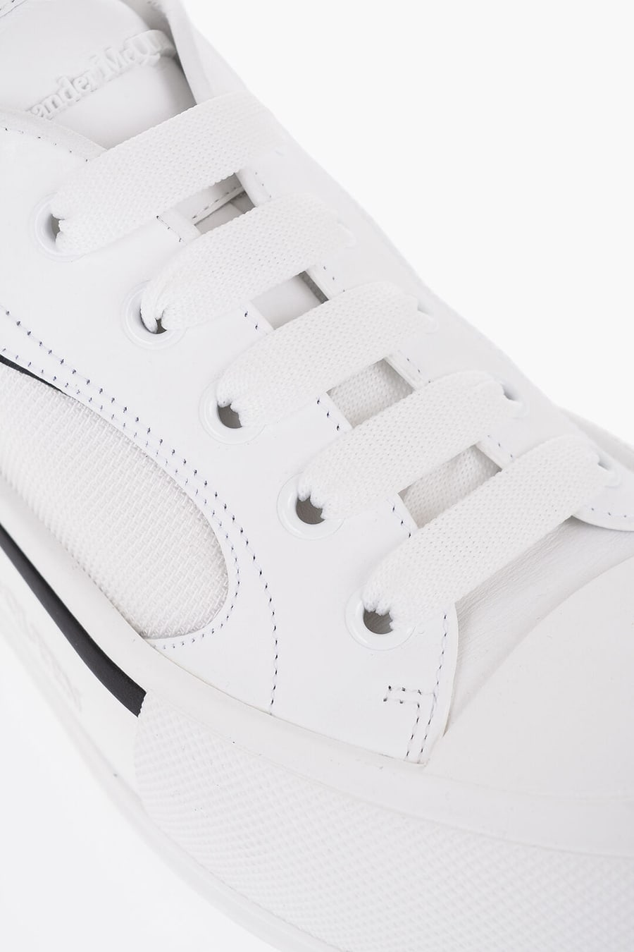 Alexander McQueen 2550~Leather And Canvas Low-Top Sneakers, Solid Color, view 4