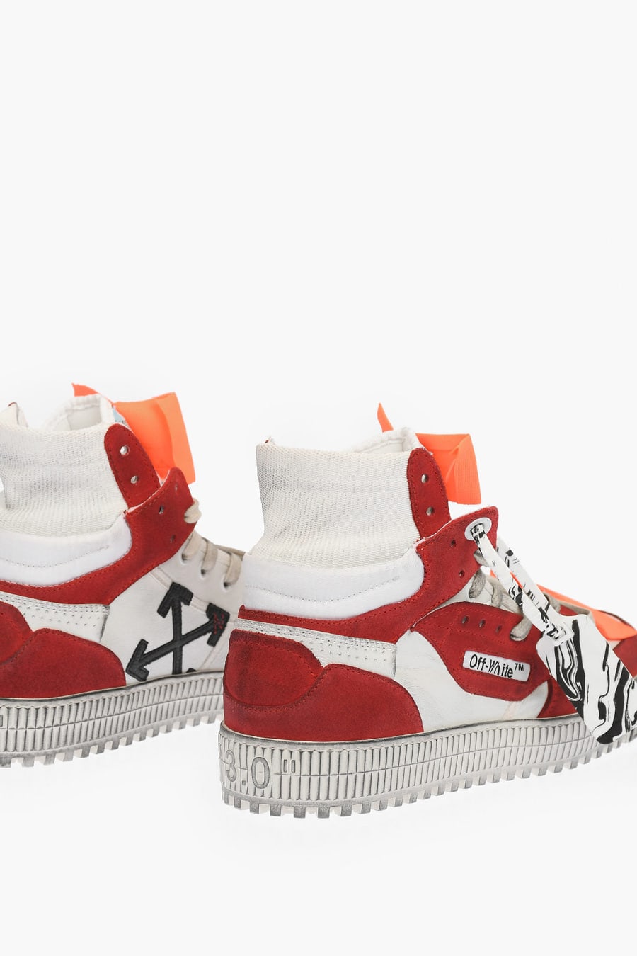 Off-White 3270~High-top 3.0 OFF COURT Leather and Fabric Sneakers with contrast details, view 2