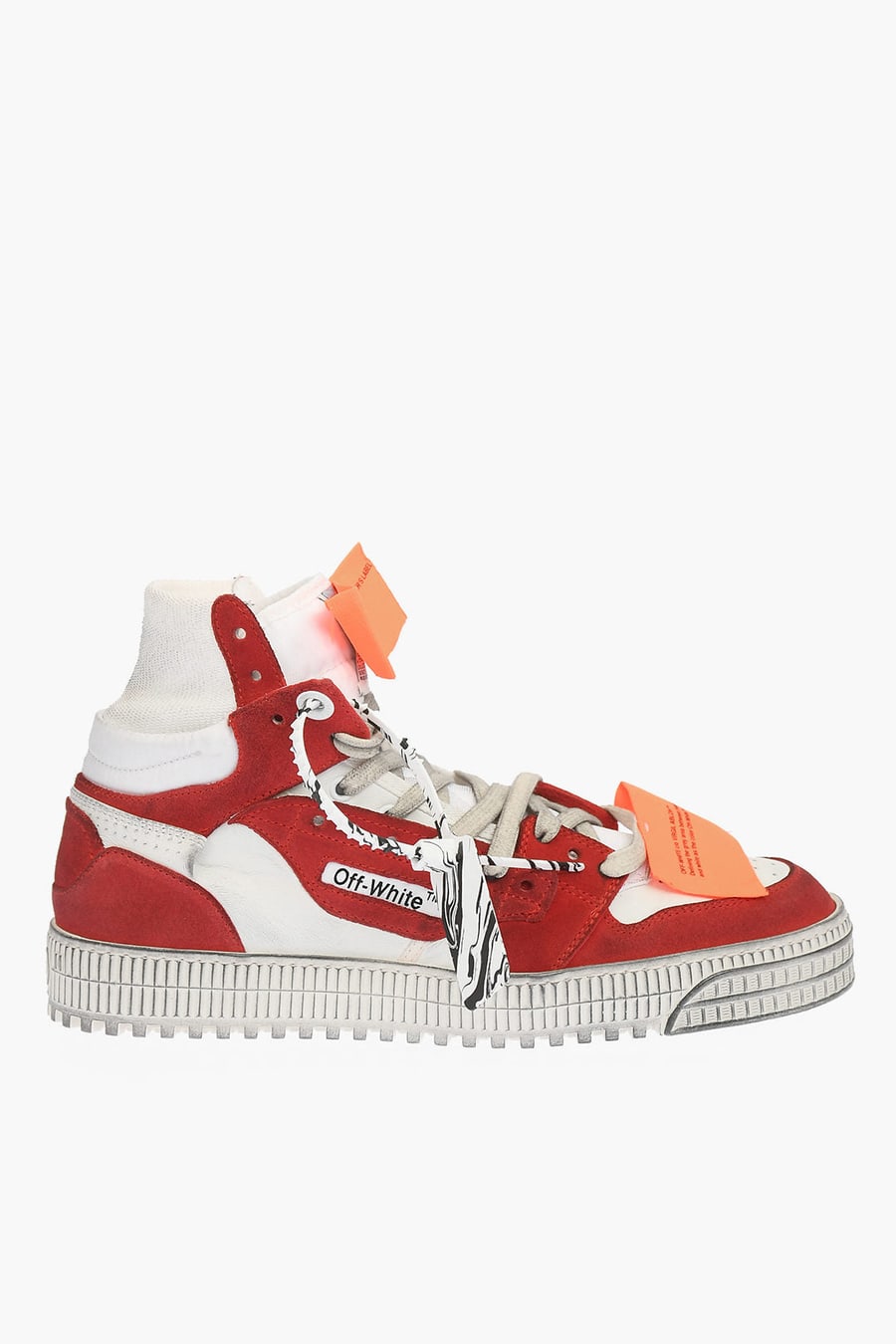 Off-White 3270~High-top 3.0 OFF COURT Leather and Fabric Sneakers with contrast details, view 3