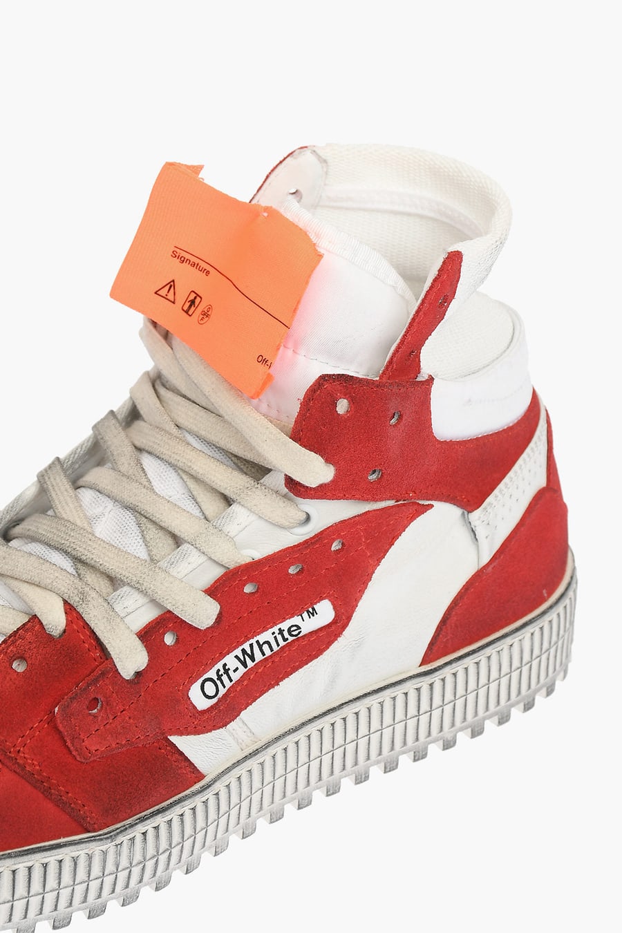 Off-White 3270~High-top 3.0 OFF COURT Leather and Fabric Sneakers with contrast details, view 4