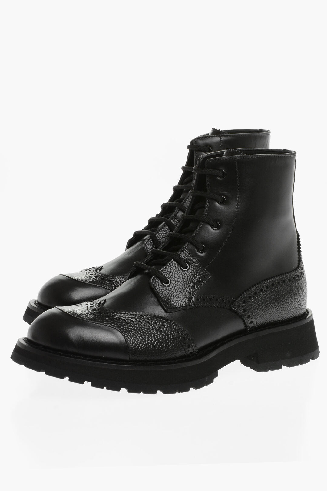 Alexander McQueen 3500~Leather Combat Boots with Brogue Details