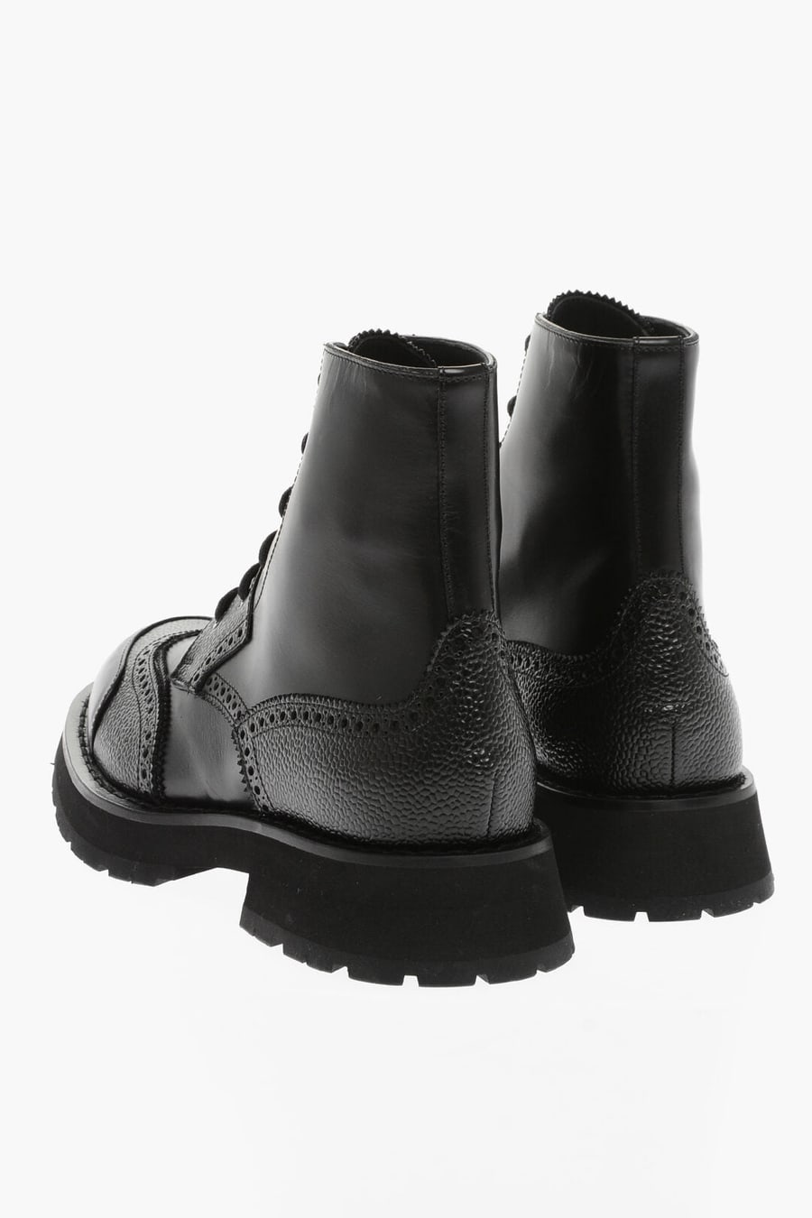 Alexander McQueen 3500~Leather Combat Boots with Brogue Details, view 2