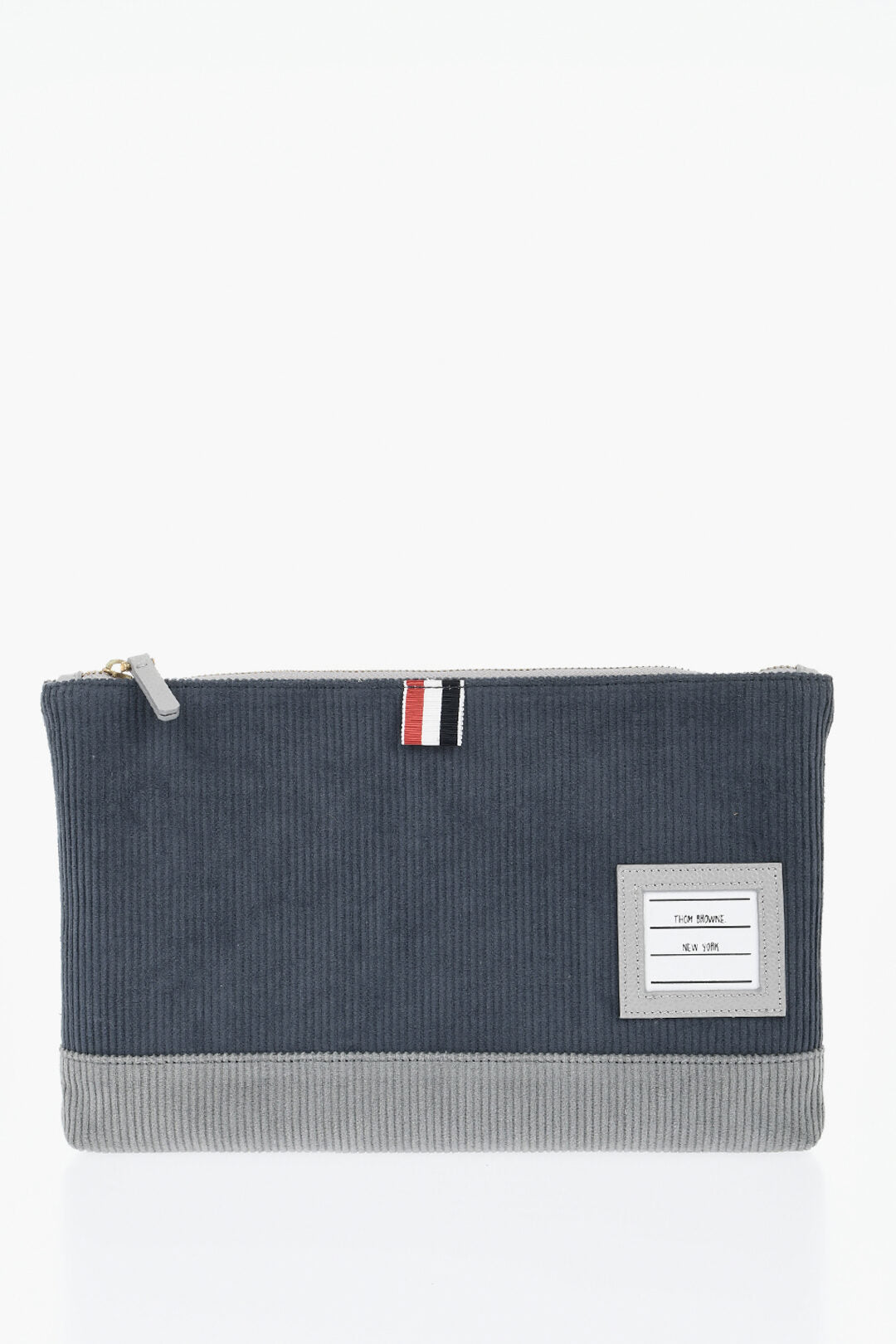 Thom Browne 0405~Ribbed Velour Envelope Bag with Zip Closure