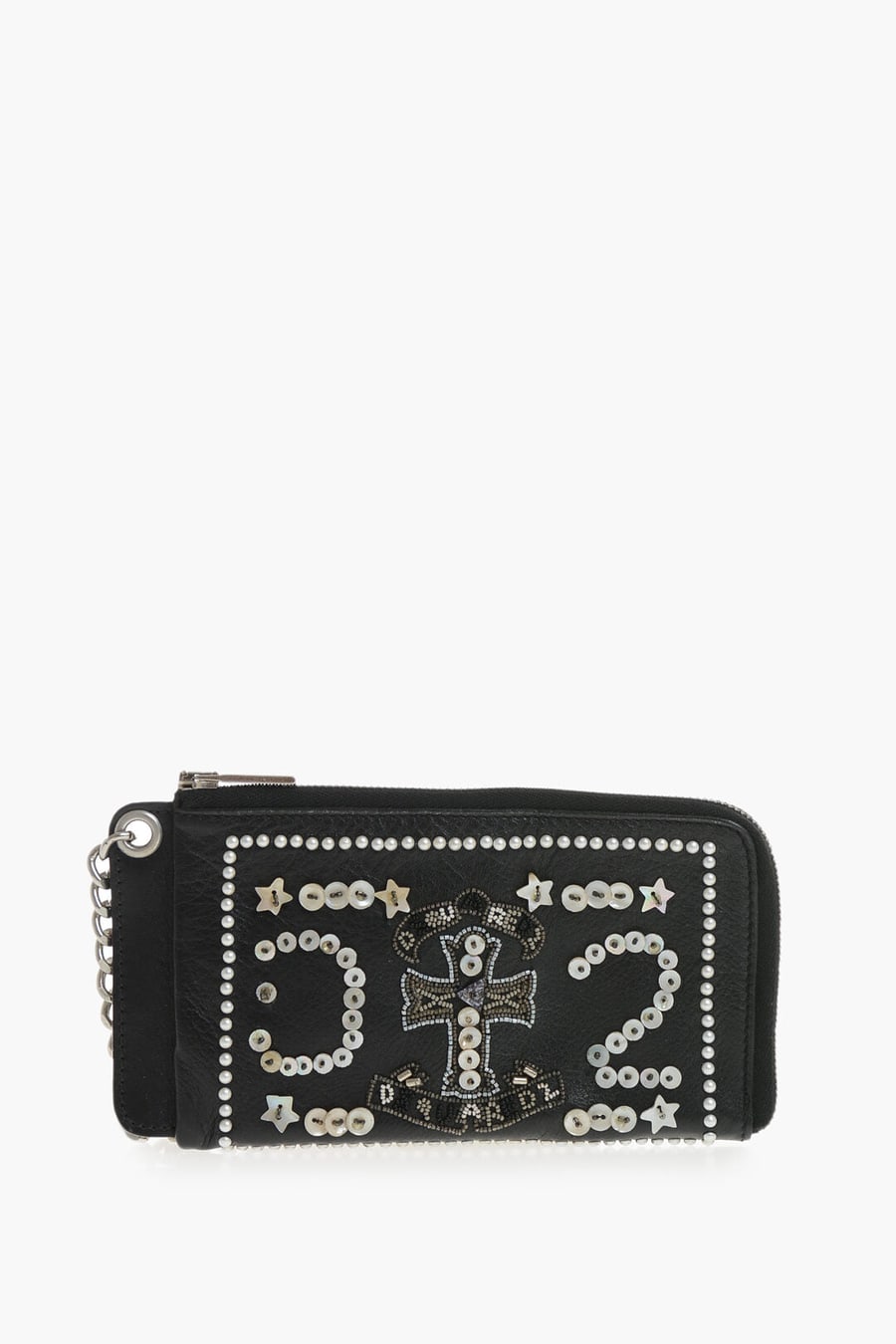 Dsquared2 1500~Vintage-Effect Leather Wallet with Sequins