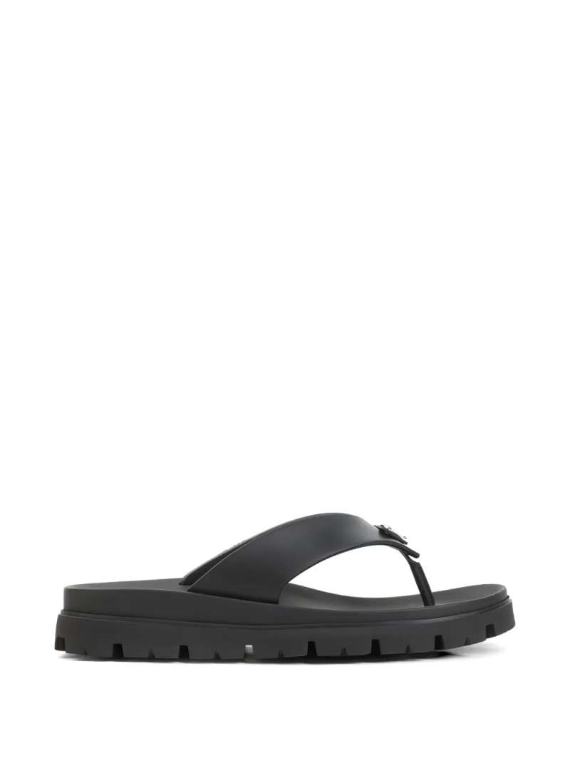 Prada Black Rubber Thong Sandals, view 2