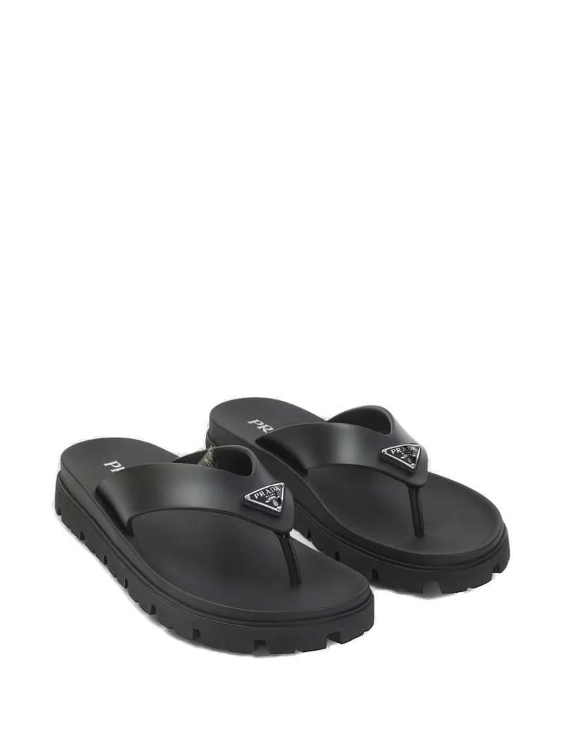 Prada Black Rubber Thong Sandals, view 3