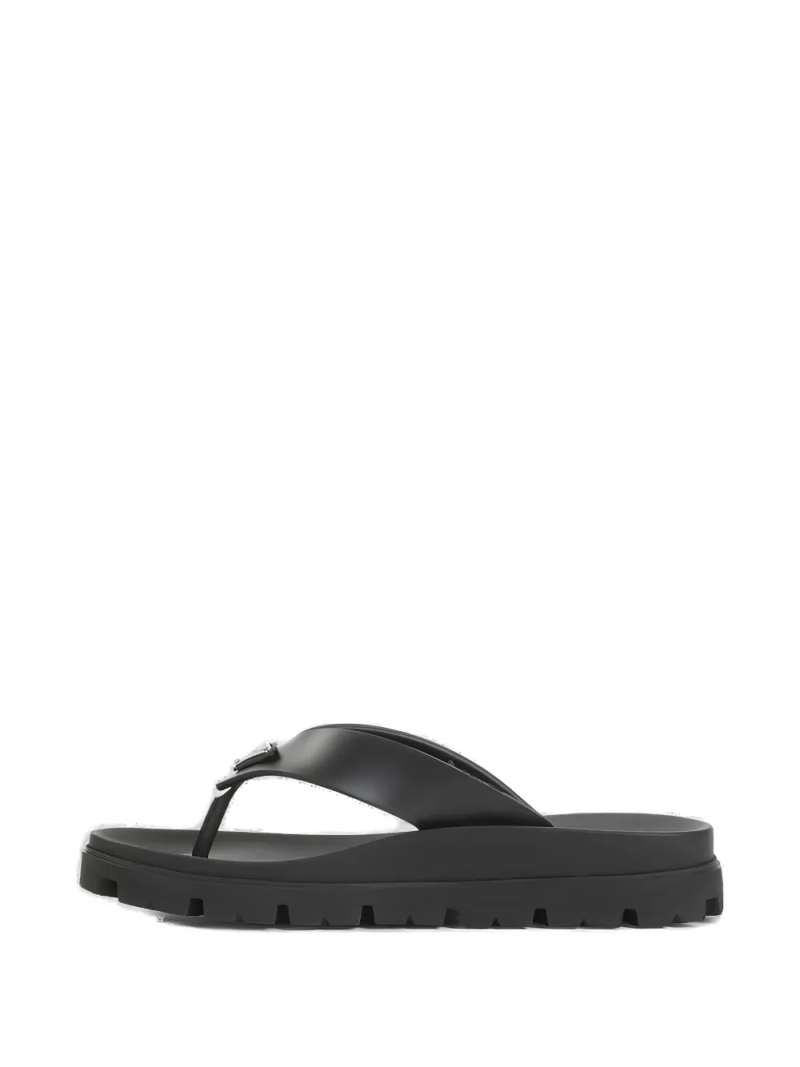 Prada Black Rubber Thong Sandals, view 4