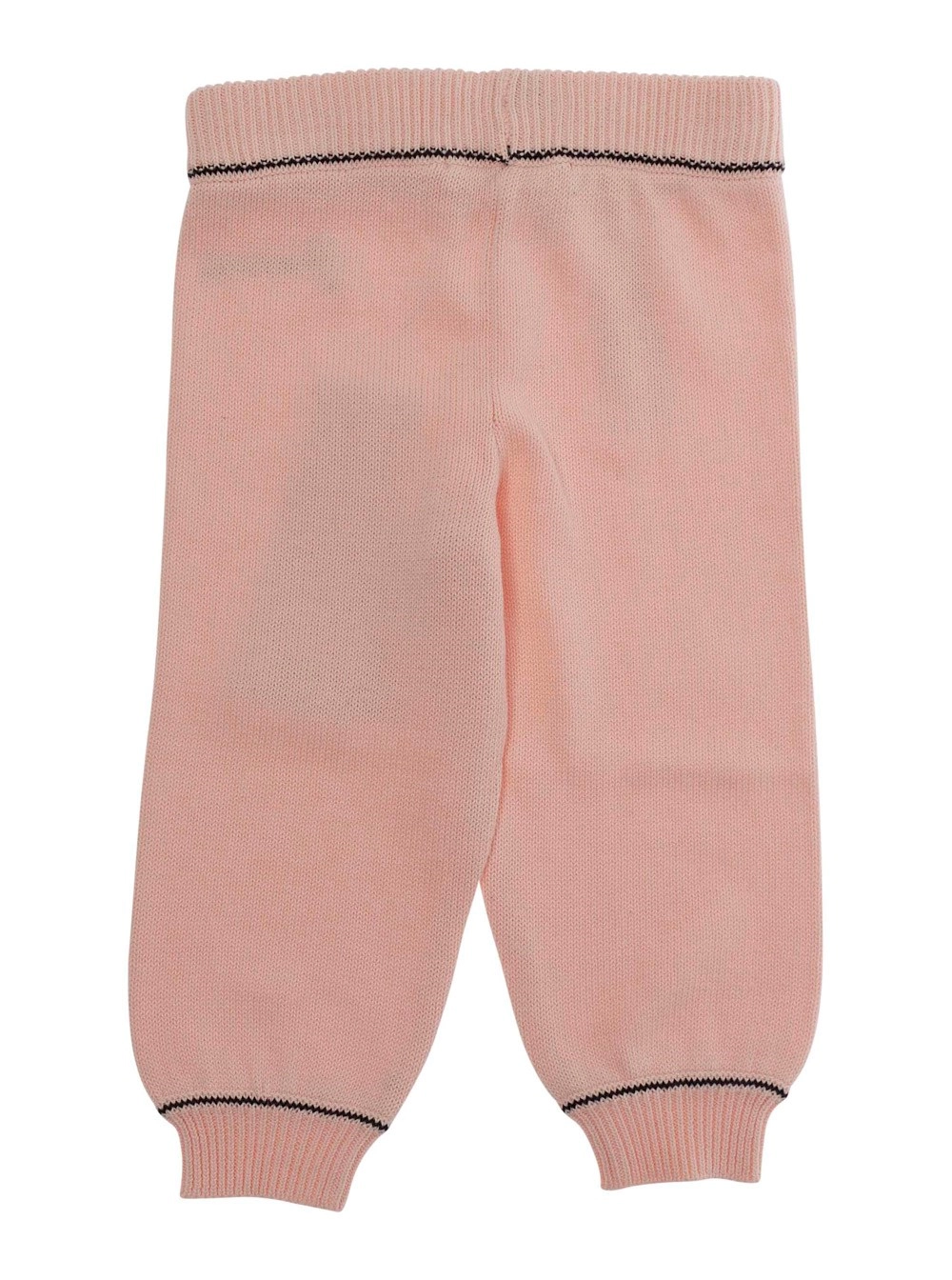 Marni kids Pantalone con vita a coste e ricamo logo lettering in cotone rosa baby, view 2