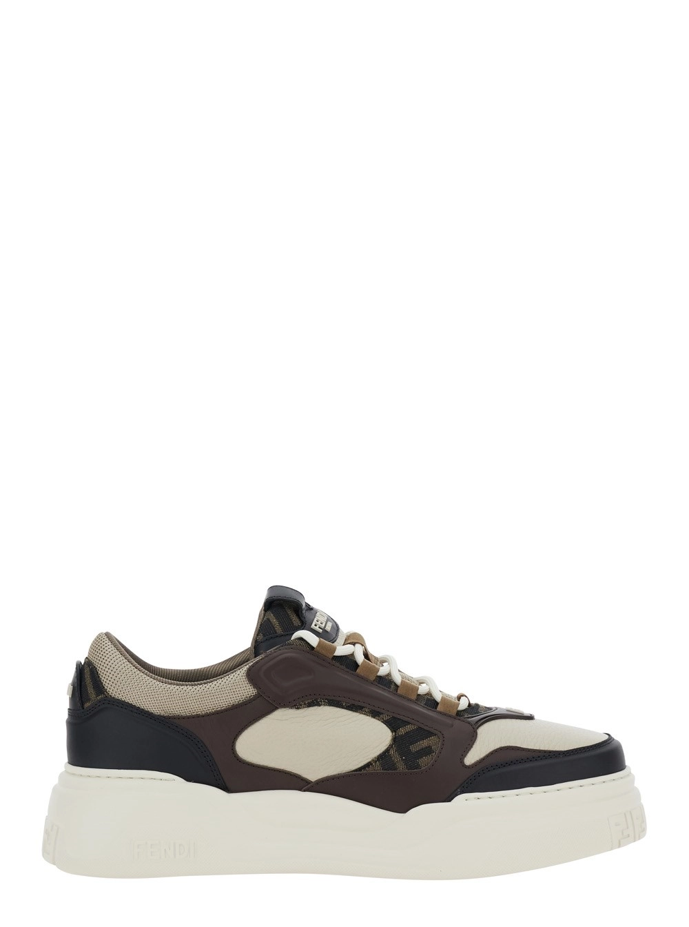 Fendi Sneaker 'Force' con Dettagli in Jacquard FF e Suola Chunky in Pelle Multicolore Uomo