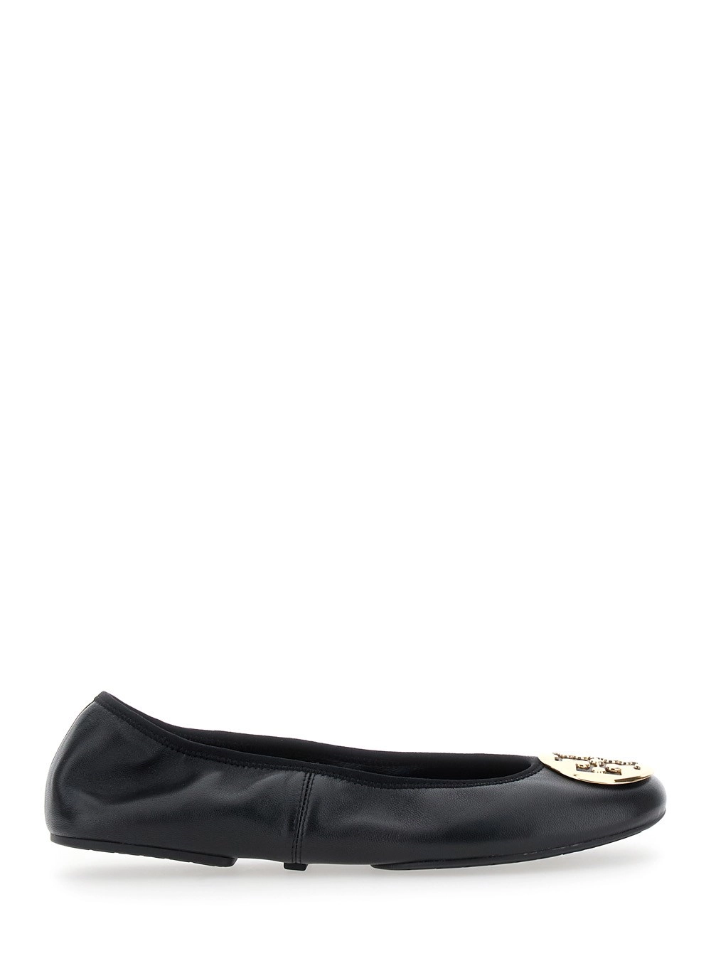 Tory Burch Ballerine con Placca Logo sul Fronte in Pelle Nere Donna
