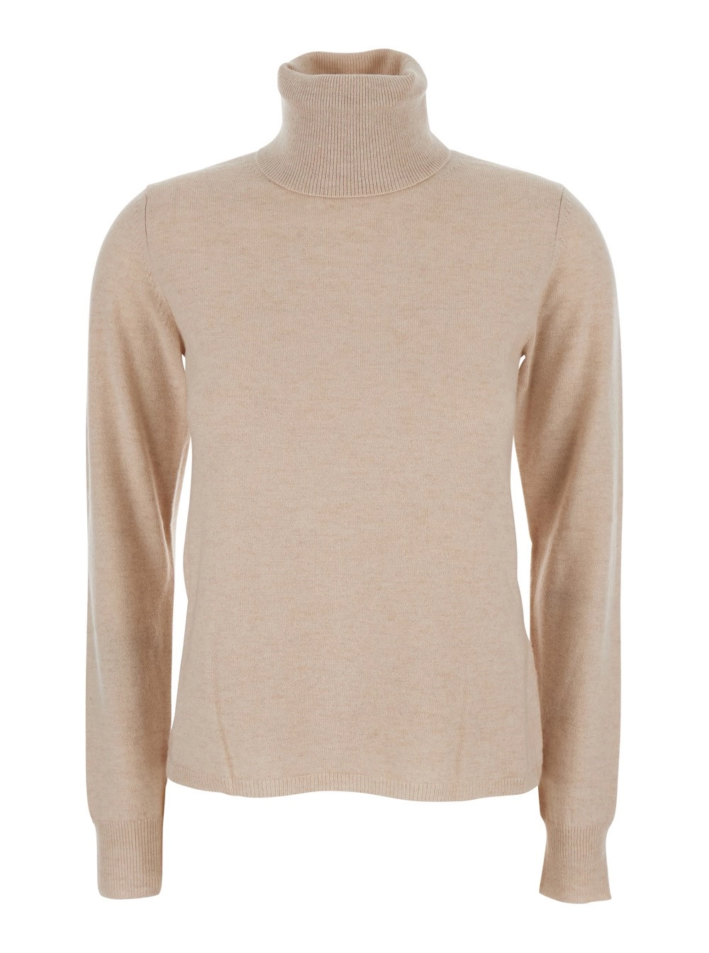 Max Mara Studio Maglione 'Educata' con Collo Alto in Lana Beige donna