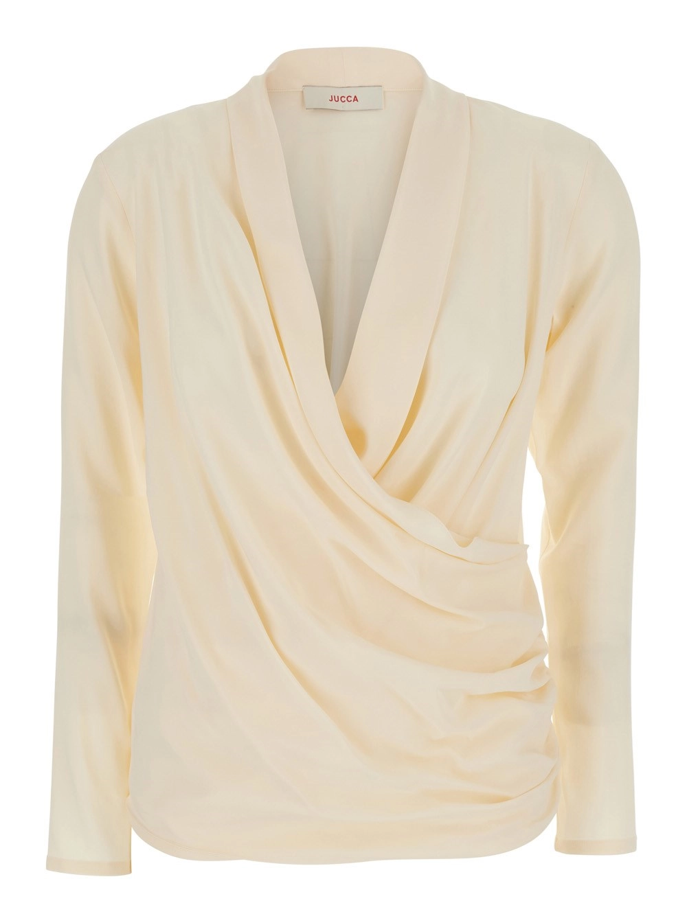 Jucca Blusa con Scollo a V e Drappeggio sul Fronte in Tessuto Bianca Donna