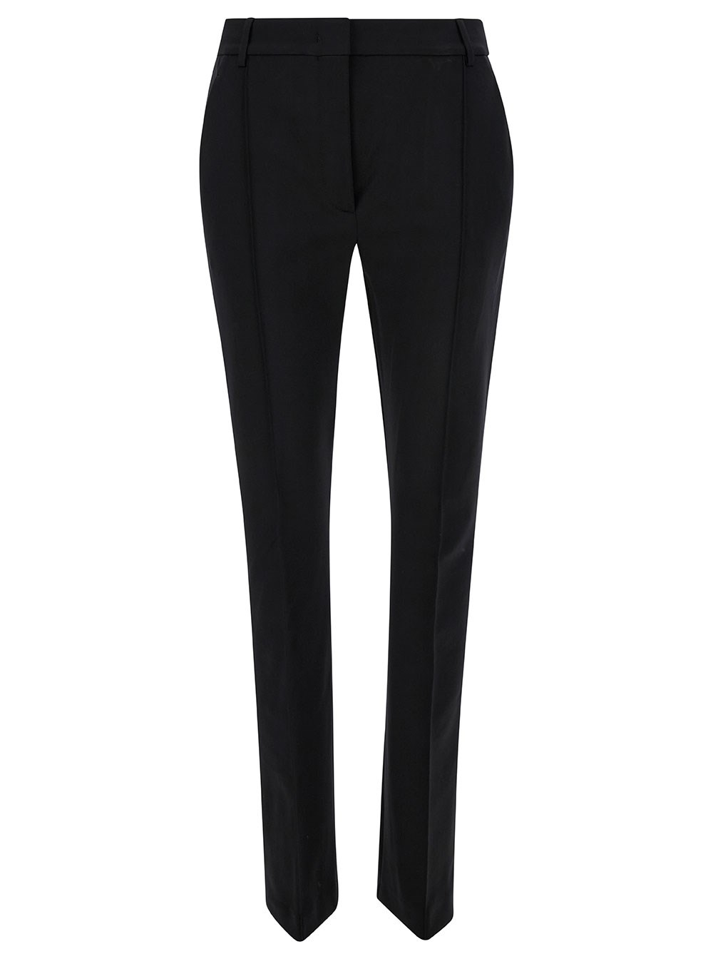Sportmax Pantalone a Sigaretta con Pences in Poliammide Stretch Nero Donna