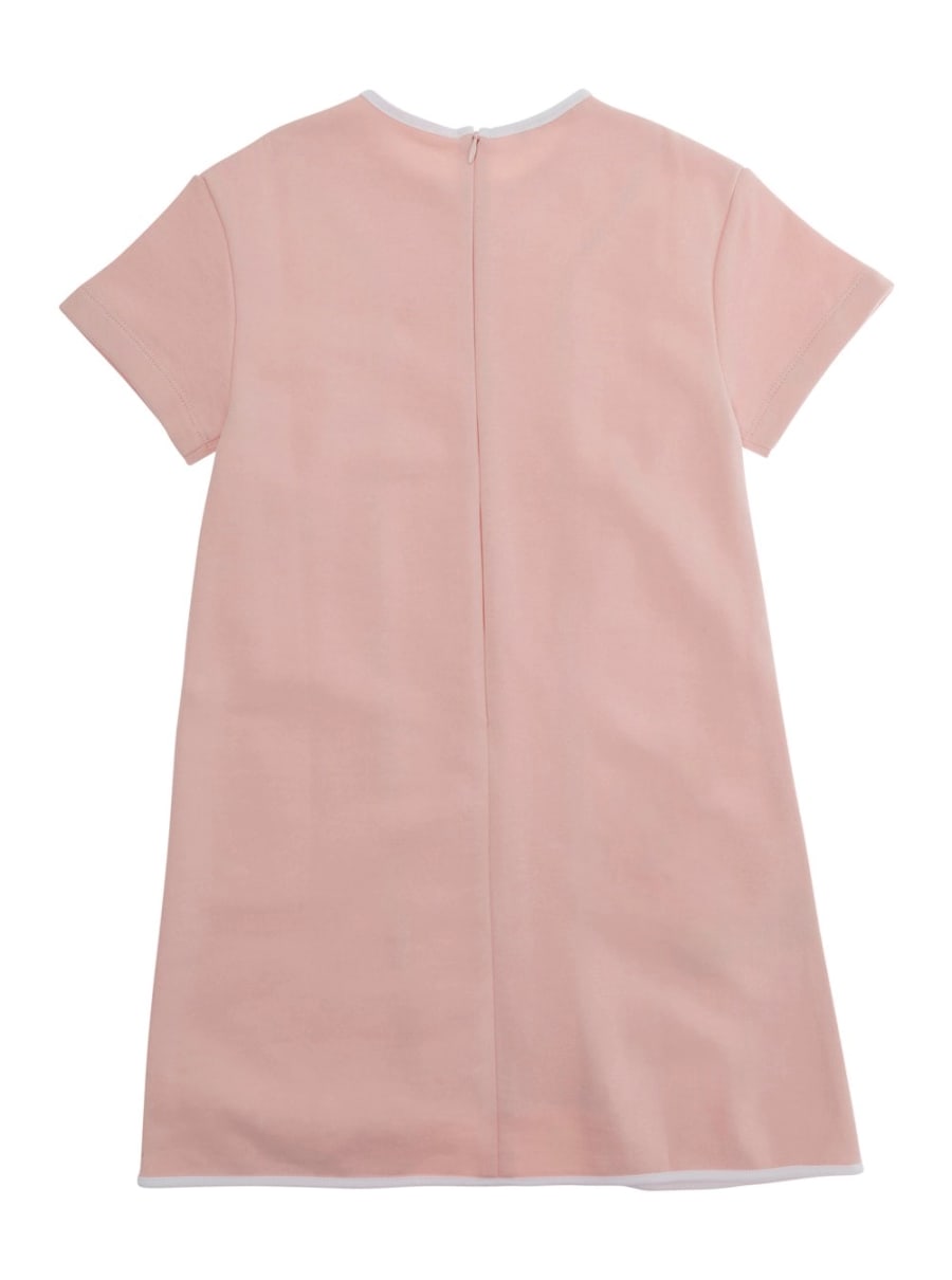 Marni kids Abito Girocollo con Dettagli a Contrasto sul Fronte e Logo Lettering sul Fronte in Cotone rosa Bambina, view 2