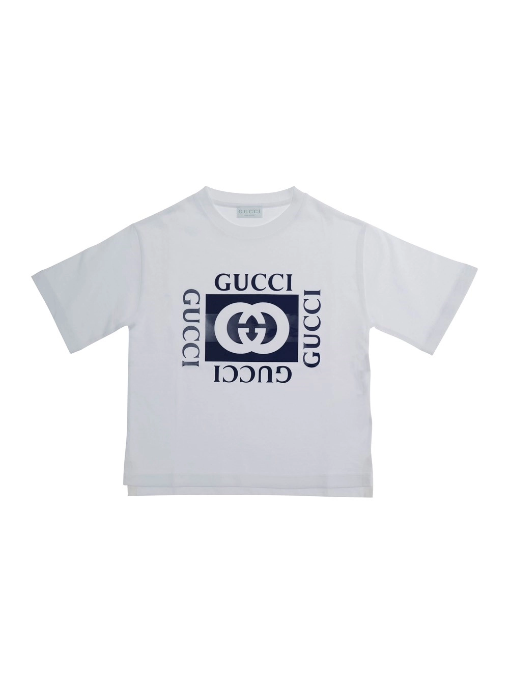 Gucci kids T-Shirt Bianca con Logo sul Fronte in Cotone Bambino