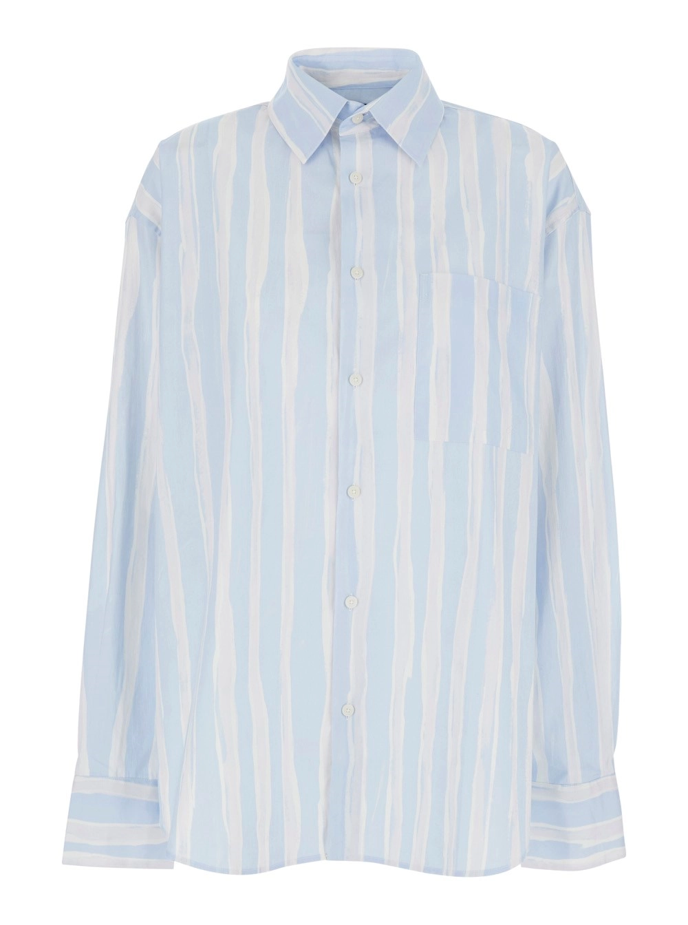 Jacquemus Camicia 'La Chemise Camargue' con Colletto Classico e Motivo a Righe All-Over in Cotone Azzurra Uomo