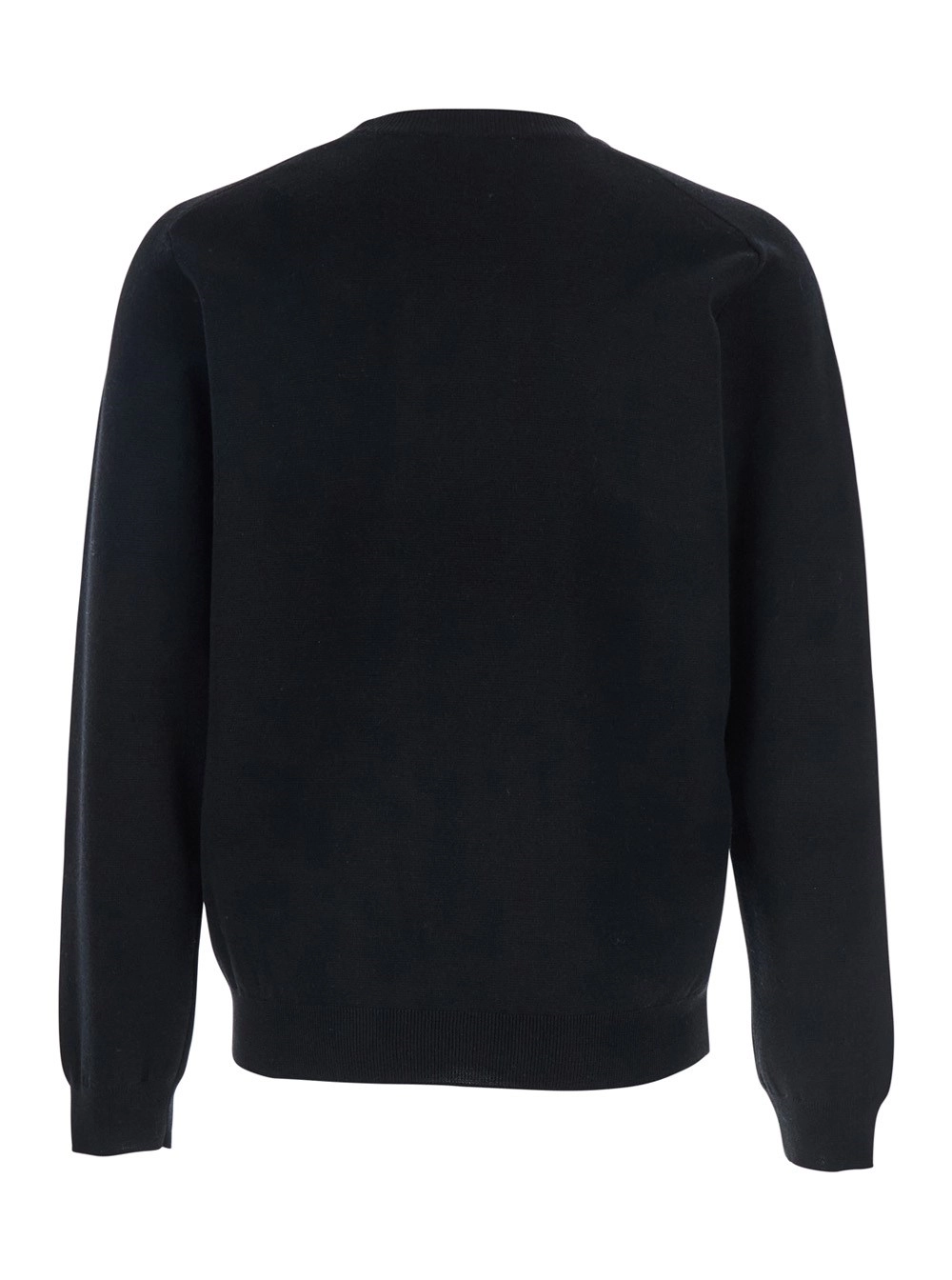 Maison kitsuné Maglione Girocollo con Patch Volpe sul Fronte in Lana Nero Uomo, view 2