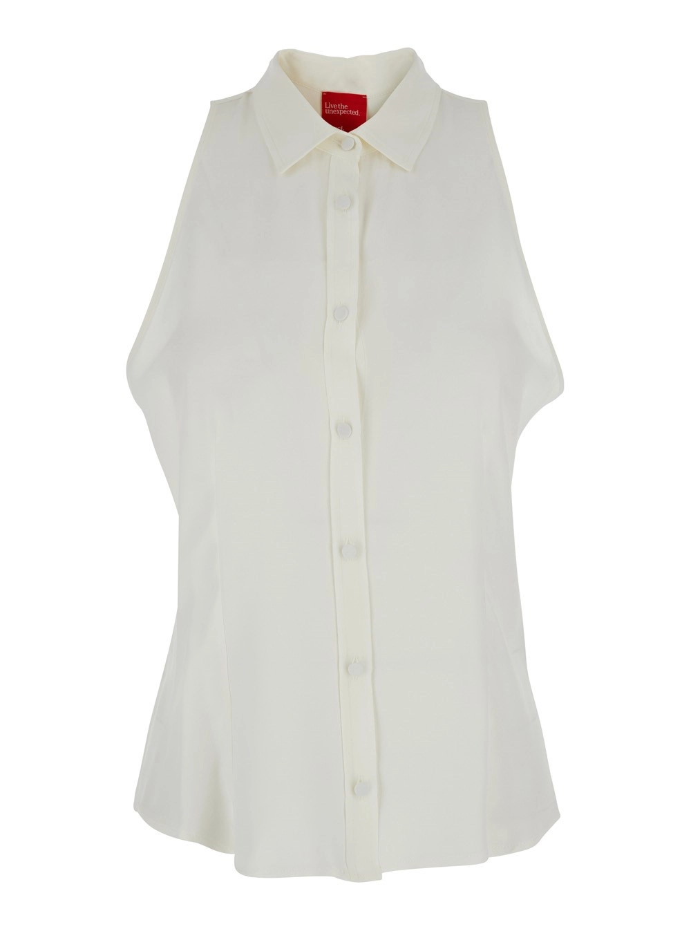 Merci Camicia smanicata con colletto classico in cotone bianca donna