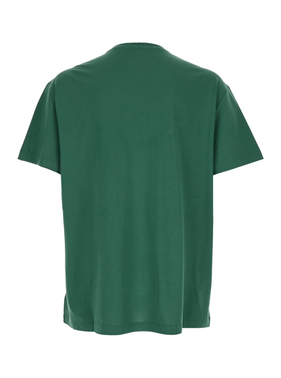 Polo Ralph Lauren T-Shirt Girocollo con Maxi Logo Lettering sul Fronte e Ricamo Cavallino sul Fronte in Cotone Verde Uomo, view 2