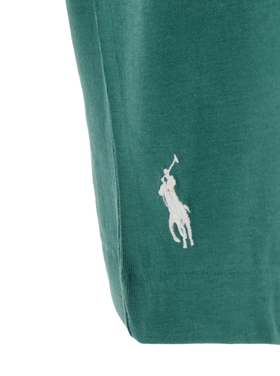 Polo Ralph Lauren T-Shirt Girocollo con Maxi Logo Lettering sul Fronte e Ricamo Cavallino sul Fronte in Cotone Verde Uomo, view 3