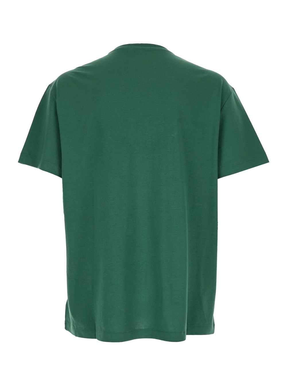 Polo Ralph Lauren T-Shirt Girocollo con Maxi Logo Lettering sul Fronte e Ricamo Cavallino sul Fronte in Cotone Verde Uomo, view 2
