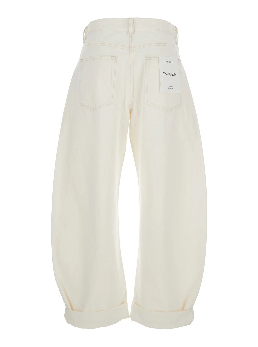 Frame Jeans 'The Bubble' con Gambe a Palloncino e Design a Cinque Tasche in Denim Bianco Donna, view 2