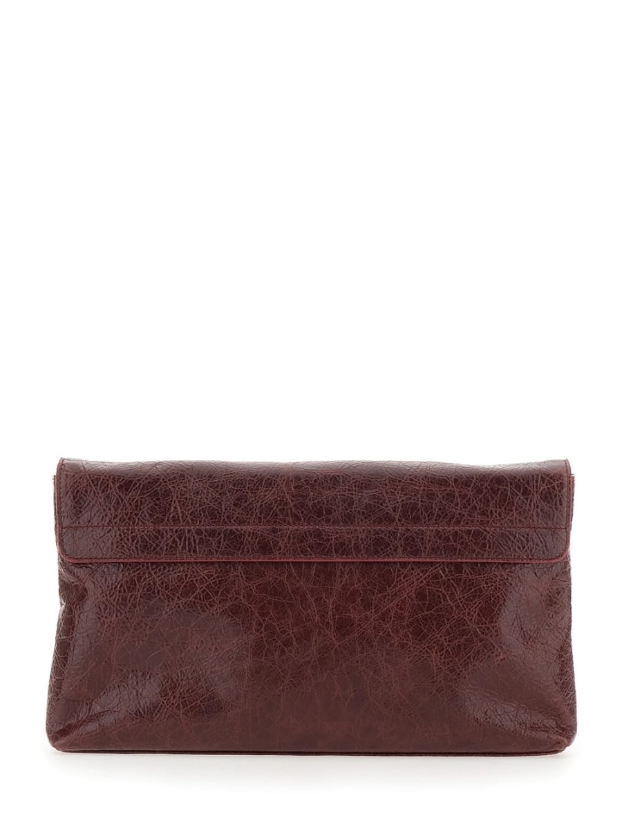 Balenciaga Clutch 'Le City' Piccola con Tasca con Zip sul Fronte in Pelle Bordeaux Donna, view 4