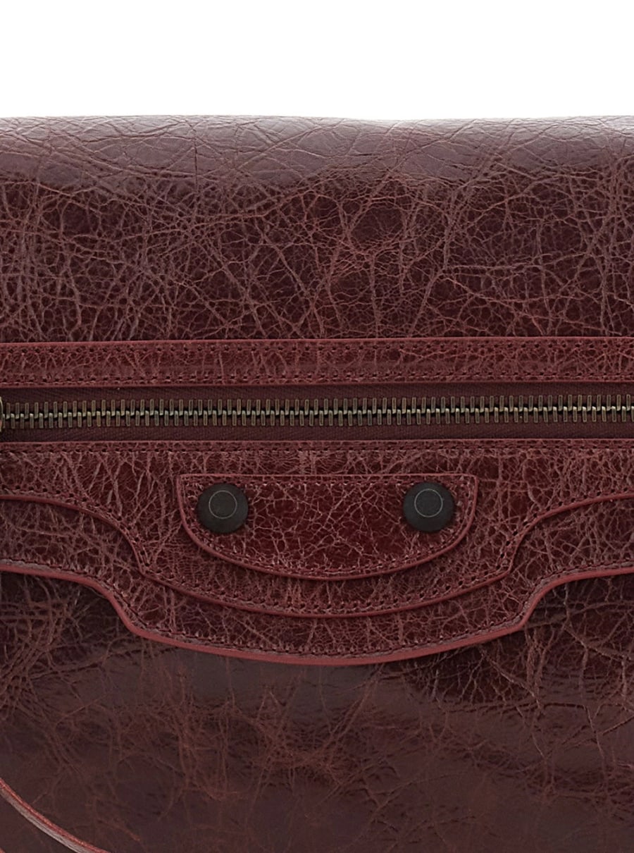Balenciaga Clutch 'Le City' Piccola con Tasca con Zip sul Fronte in Pelle Bordeaux Donna, view 5