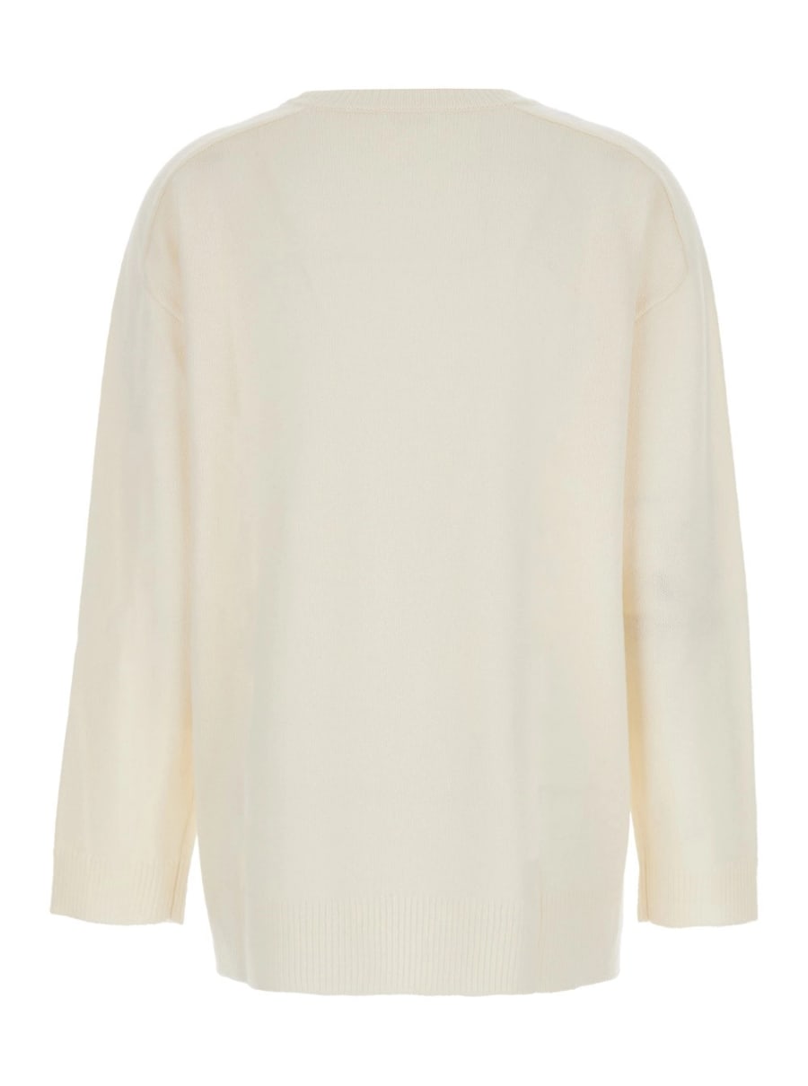P.A.R.O.S.H. Maglione Girocollo con Orlo Asimmetrico in Lana e Cashmere Bianco Donna, view 2