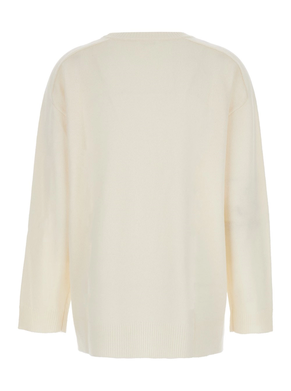 P.A.R.O.S.H. Maglione Girocollo con Orlo Asimmetrico in Lana e Cashmere Bianco Donna, view 2